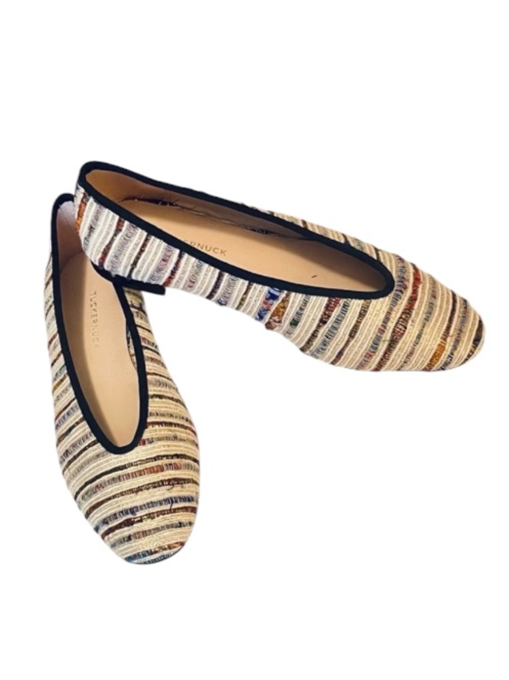 Tuckernuck Women’s Multicolor Nina Tweed Neutral Woven Striped Ballet Flats 7